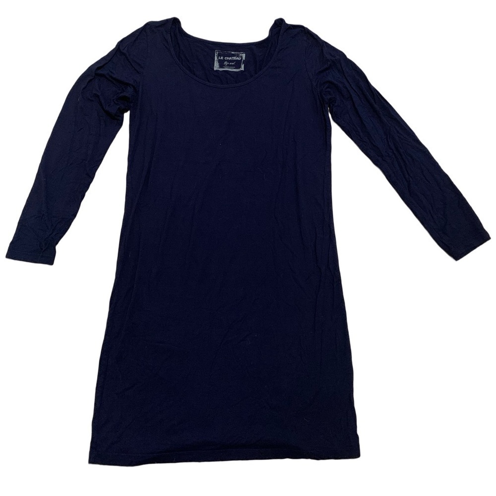 💜 Le Chateau Long Sleeve Mini Dress - Navy Blue - Women's XXL